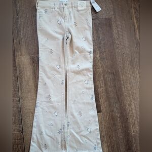 Abercrombie Beige Floral Patterned Flare Pants